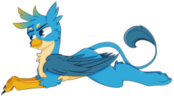 Size: 1024x569 | Tagged: safe, artist:pointdelta, gallus, griffon, g4, chest fluff, claws, colored pupils, cute, gallabetes, male, paws, prone, quadrupedal, simple background, solo, sploot, tail, transparent background, wings