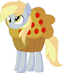 Size: 6153x7078 | Tagged: safe, artist:cyanlightning, derpy hooves, pegasus, pony, g4, .svg available, absurd resolution, clothes, costume, cross-eyed, cute, derpabetes, derpy is a muffin, ear fluff, female, food, food costume, mare, muffin, muffin costume, simple background, solo, transparent background, vector