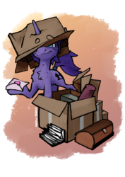 Size: 2480x3508 | Tagged: safe, artist:dasnowfangs, oc, oc only, pony, blue eyes, blushing, box, clumsy, cute, high res, love letter, purple, raised eyebrow, simple background, smiling, smirk, transparent background