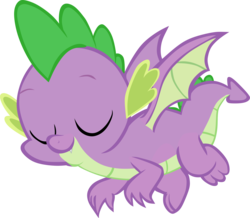 Size: 6914x6031 | Tagged: safe, artist:memnoch, spike, dragon, g4, eyes closed, fangs, flying, male, simple background, smiling, solo, transparent background, vector, winged spike, wings
