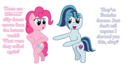 Size: 2072x1109 | Tagged: safe, artist:fskindness, pinkie pie, sonata dusk, earth pony, pony, unicorn, g4, dancing, duo, female, fortnite, fortnite dance, fortnite default dance, funny, hind legs, mare, simple background, standing, transparent background
