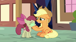 Size: 1280x720 | Tagged: safe, screencap, apple bloom, applejack, pony, g4, the beginning of the end