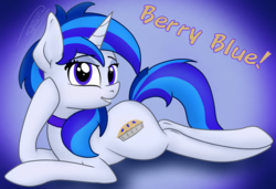 Size: 2324x1585 | Tagged: safe, artist:soctavia, oc, oc only, oc:berry blue, pony, bedroom eyes, draw me like one of your french girls, lip bite, lying down, simple background, solo