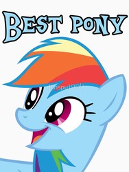 Size: 750x1000 | Tagged: safe, rainbow dash, pony, g4, best pony, bust, female, happy, open mouth, simple background, solo, white background