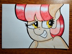 Size: 2560x1920 | Tagged: safe, artist:thebadbadger, oc, oc only, oc:rosie roulette, pony, solo, style emulation, traditional art