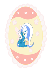 Size: 2894x4093 | Tagged: safe, artist:riofluttershy, oc, oc:fleurbelle, alicorn, pony, adorabelle, adorable face, alicorn oc, bow, bunny ears, bunny tail, cute, easter bunny, easter egg, female, hair bow, looking back, mare, ribbon