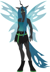 Size: 4554x6512 | Tagged: safe, artist:neronemesis1, queen chrysalis, changeling, changeling queen, anthro, unguligrade anthro, g4, absurd resolution, clothes, female, simple background, solo, transparent background, transparent wings, wings