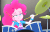 Size: 640x405 | Tagged: safe, screencap, pinkie pie, equestria girls, g4, my little pony equestria girls: rainbow rocks, animated, awesome as i want to be, blinking, bored, cymbals, drums, drumsticks, female, gif, hand on face, hi-hat, musical instrument, solo, unamused