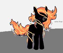 Size: 636x535 | Tagged: safe, anonymous artist, black hole pony, pony, black hole, blushing, female, gif, mare, messier 87, no eyes, non-animated gif, ponified, solo, text