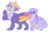 Size: 1280x827 | Tagged: safe, artist:sandwichbuns, oc, oc only, oc:fire lily, oc:lovebug, dragriff, half-dragon, half-griffon, pony, magical lesbian spawn, offspring, parent:gallus, parent:ocellus, parent:silverstream, parent:smolder, parents:ocellustream, parents:smollus, simple background, transparent background