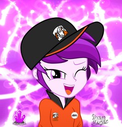 Size: 2730x2846 | Tagged: safe, artist:diego mendez, oc, oc only, oc:violet crystal, equestria girls, g4, clothes, high res, little caesars, one eye closed, solo, wink