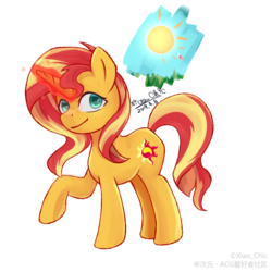 Size: 1024x1024 | Tagged: safe, artist:xiao_chic, sunset shimmer, pony, unicorn, g4, female, looking at you, magic, mare, simple background, solo, transparent background