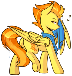Size: 838x884 | Tagged: safe, artist:ak4neh, spitfire, pegasus, pony, g4, butt, cute, cutefire, female, firebutt, mare, plot, profile, question mark, simple background, solo, towel, transparent background, wet, wing hold