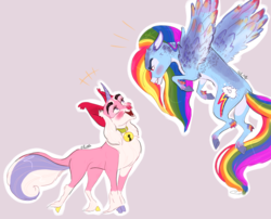 Size: 3353x2714 | Tagged: safe, artist:bluerm, rainbow dash, cat, pony, g4, butt, catified, concave belly, countershading, crossover, high res, lego, pink background, plot, simple background, species swap, the lego movie, thin, unikitty