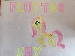 Size: 3264x2448 | Tagged: safe, artist:asiandra dash, fluttershy, pegasus, pony, g4, colored pencil drawing, drawing, female, high res, highlighter drawing, marker drawing, open mouth, solo, traditional art