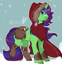 Size: 1906x1947 | Tagged: safe, artist:zakkurro, oc, oc only, oc:fantasia charm, pony, unicorn, cloak, clothes, solo