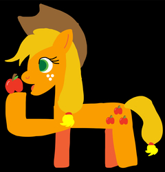 Size: 1064x1108 | Tagged: artist needed, safe, applejack, earth pony, pony, g4, apple, food, freckles, hat