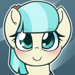 Size: 1000x1000 | Tagged: safe, artist:puetsua, part of a set, coco pommel, earth pony, pony, g4, avatar, blushing, bust, cocobetes, cute, eye clipping through hair, female, mare, portrait, solo