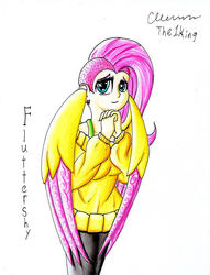 Size: 1024x1337 | Tagged: safe, artist:the1king, fluttershy, human, g4, cute, female, humanized, solo, winged humanization, wings