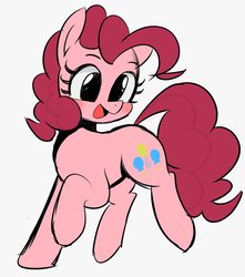 Size: 975x1104 | Tagged: safe, artist:manachaaaaaaaa, pinkie pie, earth pony, pony, g4, blushing, cute, diapinkes, female, mare, open mouth, raised hoof, simple background, smiling, solo, white background