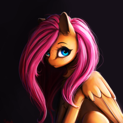 Size: 2000x2000 | Tagged: safe, artist:miokomata, fluttershy, pegasus, pony, g4, cute, cute little fangs, fangs, female, high res, mare, redraw, solo