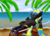 Size: 2542x1850 | Tagged: safe, artist:midnightfire1222, oc, oc only, oc:arc flash, pony, beach, beach chair, chair, ocean, palm tree, relaxation, solo, sunglasses, tree