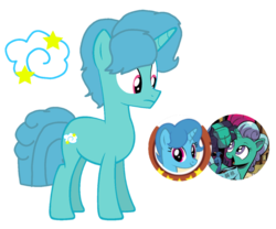 Size: 1251x1042 | Tagged: safe, artist:徐詩珮, gameloft, fizzlepop berrytwist, glitter drops, spring rain, tempest shadow, oc, oc:dreamy gaze, pony, unicorn, g4, my little pony: the movie, broken horn, female, horn, lesbian, magical lesbian spawn, male, mare, mother and son, next generation, offspring, parent:glitter drops, parent:spring rain, parents:springdrops, ship:springdrops, simple background, stallion, transparent background