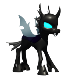 Size: 1280x1280 | Tagged: safe, artist:clawed-nyasu, changeling, 3d, 3d model, simple background, solo, transparent background