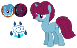 Size: 1556x981 | Tagged: safe, artist:徐詩珮, gameloft, fizzlepop berrytwist, spring rain, tempest shadow, oc, oc:spring grezt, pony, unicorn, g4, my little pony: the movie, broken horn, female, horn, lesbian, magical lesbian spawn, mare, mother and daughter, next generation, offspring, parent:spring rain, parent:tempest shadow, parents:springshadow, ship:springshadow, shipping, simple background, transparent background