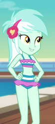 Size: 411x925 | Tagged: safe, screencap, lyra heartstrings, equestria girls, equestria girls specials, g4, my little pony equestria girls: better together, my little pony equestria girls: spring breakdown, belly button, bikini, clothes, cropped, female, legs, lyra heartstrings swimsuit, midriff, swimsuit