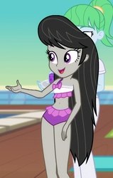 Size: 601x945 | Tagged: safe, screencap, octavia melody, sweet smoothie, equestria girls, equestria girls specials, g4, my little pony equestria girls: better together, my little pony equestria girls: spring breakdown, background human, belly button, bikini, clothes, female, legs, midriff, swimsuit