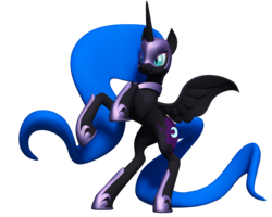 Size: 1280x1024 | Tagged: safe, artist:clawed-nyasu, nightmare moon, pony, g4, 3d, 3d model, female, simple background, solo, transparent background