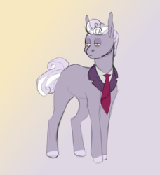 Size: 1308x1435 | Tagged: safe, artist:elf-hollow, oc, oc only, oc:pencil pusher, earth pony, pony, magical lesbian spawn, male, necktie, offspring, parent:derpy hooves, parent:screwball, parents:derpball, solo, stallion