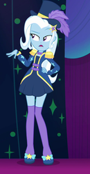 Size: 493x946 | Tagged: safe, screencap, trixie, equestria girls, equestria girls series, g4, spring breakdown, spoiler:eqg series (season 2), clothes, cropped, epaulettes, female, hat, high heels, open mouth, shoes, skirt, socks, solo, talking, thigh highs, top hat, trixie's hat, zettai ryouiki