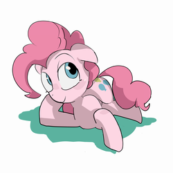 Size: 1500x1500 | Tagged: safe, artist:baigak, pinkie pie, earth pony, pony, female, looking at something, mare, simple background, solo, white background