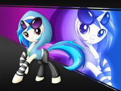 Size: 467x350 | Tagged: artist needed, source needed, safe, dj pon-3, vinyl scratch, pony, unicorn, g4, clothes, female, glasses, hoodie, leggings, mare, pants, smiling, solo, zoom layer