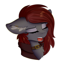 Size: 1250x1250 | Tagged: safe, artist:lunar froxy, oc, oc only, oc:midnight, pony, bust, clothes, coat, eyes closed, female, mare, open mouth, solo, trenchcoat