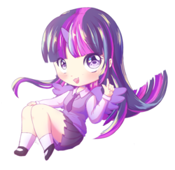 Size: 1036x1007 | Tagged: safe, artist:patty-plmh, twilight sparkle, human, g4, clothes, female, horn, horned humanization, humanized, smiling, solo, winged humanization, wings