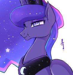 Size: 1236x1262 | Tagged: safe, artist:hosikawa, princess luna, alicorn, pony, annoyed, crown, female, jewelry, mare, puffy cheeks, regalia, scrunchy face, simple background, solo, starry eyes, wingding eyes
