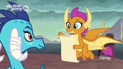 Size: 1920x1080 | Tagged: safe, screencap, princess ember, smolder, dragon, g4, uprooted, discovery family logo, dragon lord ember, dragoness, duo, female, flying