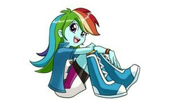 Size: 952x598 | Tagged: safe, artist:chibi-jen-hen, rainbow dash, equestria girls, cropped, female, simple background, solo, white background