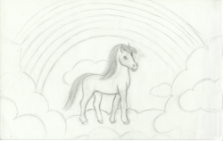 Size: 2321x1468 | Tagged: safe, artist:mfg637, rainbow dash, horse, pony, g4, cloudsdale, female, sketch, solo, traditional art