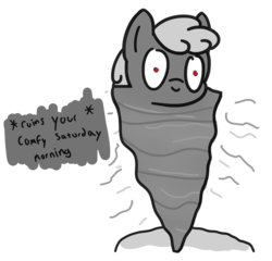 Size: 3448x3315 | Tagged: safe, artist:czu, pony, doodle, emergency alert system, evil, high res, ponified, that was fast, tornado