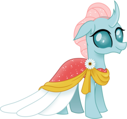 Size: 1603x1500 | Tagged: safe, artist:cloudy glow, ocellus, changedling, changeling, g4, season 9, clothes, cute, diaocelles, dress, female, flower, formal dress, formal wear, simple background, solo, transparent background, vector