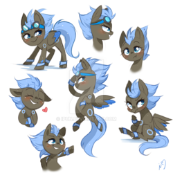 Size: 800x800 | Tagged: safe, artist:ipun, oc, oc only, oc:spy, pegasus, pony, blushing, deviantart watermark, female, goggles, heart, mare, obtrusive watermark, simple background, solo, watermark, white background