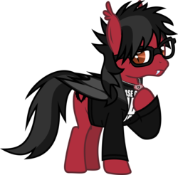 Size: 1039x1021 | Tagged: safe, artist:lightningbolt, derpibooru exclusive, bat pony, pony, g4, .svg available, bat wings, clandestine industries, clothes, ear fluff, emo, equestria girls ponified, fall out boy, fangs, folded wings, frown, glasses, glowing, hair over one eye, hoof on chest, jewelry, lidded eyes, looking at you, male, messy mane, necklace, pete wentz, ponified, shirt, show accurate, simple background, solo, stallion, standing, suit, svg, transparent background, undershirt, vector, wings