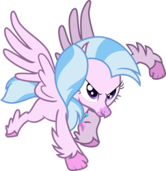 Size: 5521x5684 | Tagged: safe, artist:shootingstarsentry, silverstream, classical hippogriff, hippogriff, g4, uprooted, absurd resolution, badass, female, inkscape, simple background, solo, superhero landing, that was fast, transparent background, vector