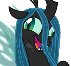 Size: 1123x1039 | Tagged: safe, artist:cheezedoodle96, edit, editor:sponandi, queen chrysalis, changeling, changeling queen, g4, the beginning of the end, animated, crazylis, derp, faic, female, gif, insanity, majestic as fuck, simple background, solo, transparent background