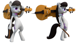 Size: 2150x1200 | Tagged: safe, artist:clawed-nyasu, octavia melody, earth pony, pony, g4, 3d, 3d model, bow (instrument), cello, commission, female, musical instrument, simple background, solo, transparent background