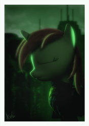 Size: 1520x2158 | Tagged: safe, artist:aeridiccore, oc, oc only, oc:littlepip, pony, unicorn, fallout equestria, 3d, clothes, eyes closed, fanfic, fanfic art, female, horn, jumpsuit, mare, solo, source filmmaker, vault suit